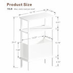 Narrow Side Table with Fabric Basket, End Table for Small Spaces, Slim Nightstand with 3-Tier Storage Shelf, Sofa Beside Table, for Living Room, Bed Room, Natrual White - color: Natrual White