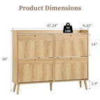 Bifins Shoe Storage Cabinet with 4 Wavy Fluted Flip Drawers, Modern 47.2” Wide Hidden Narrow Shoe Rack Cabinet for Entryway Foyer Hallway (Natural Oak 4 Drawer) - color: Natural Oak 4 Drawer