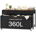 Laundry Sorter, Rolling Laundry Hamper with 5 Section Pul-Out Bags, Laundry Basket Organizer with 4 Drawers, Laundry Hamper with Wheels for Laundry Room Organization, Bathroom, Bedroom - size: 360 L