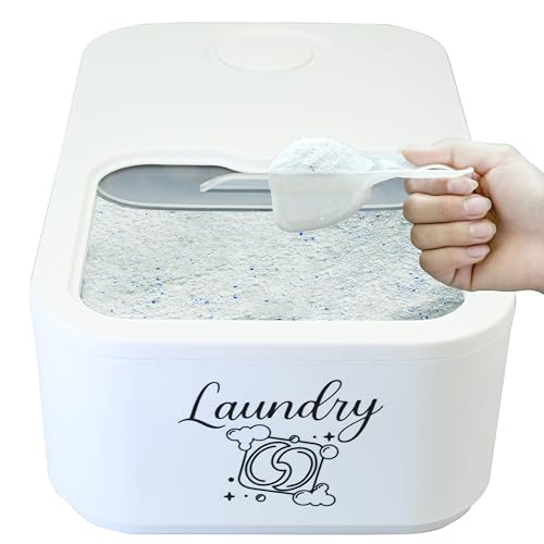 Skywin Laundry Pod Container with Slide Lid, 15 x 8.7 x 4.5 In, Holds 11 Pounds OR 120-150 Pods, White with Print - color: White with Print, size: 1 Pack