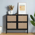 Shoe Cabinet, Shoe Storage Cabinet with 4 Flip Drawers, Freestanding Shoe Organizer Shoe Rack for Entryway, Hallway, Living Room (Black - 4 Tiers) - color: Black - 4 Tiers