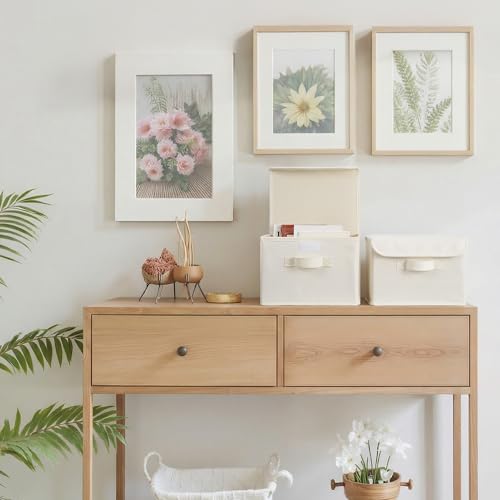 GRANNY SAYS Small Storage Bins with Lids, Small Storage Boxes, Shelf Baskets for Shelf, Collapsible Storage Bins for Living Room, Bedroom, 10x8x7 Inch, Ivory White, 2-Pack - color: Ivory White, size: Small-2 Pack