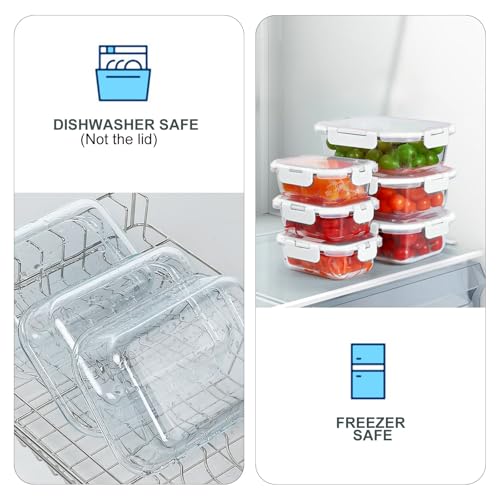 KOMUEE 10 Pack Glass Food Storage Containers, Meal Prep Containers with Lids, Airtight Glass Lunch Boxes, Freezer, Oven, and Microwave Safe, White - color: White