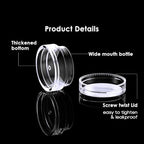 50 Pack 3 Gram Sample Containers with Transparent Lids, Small Plastic Cosmetic Jars, Makeup Travel Container Jar for Cream, Bead, Eye Shadow, Lotions, Powders, Lip Gloss with Labels Spatulas - color: Clear Lid, size: 0.1 Ounce