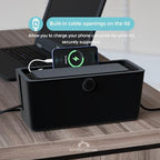 KinderSense® Cable Management Box - Cord Organizer with Child Proof Lock - Cord Hider to Conceal Wires,Power Strips from TV,Computer,Desk and Babies - 12 X 5.25 x 5.25 (Black)