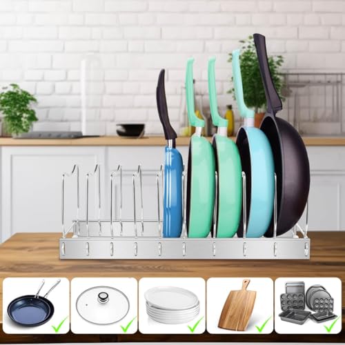 2Pack Lid Organizer Pot Lid Organizer Detachable and Adjustable Pots and Pans Organizer for Kitchen Cabinet Storage for Pots and Pans, Cutting Boards, Cooking Utensils - size: 2 Pack