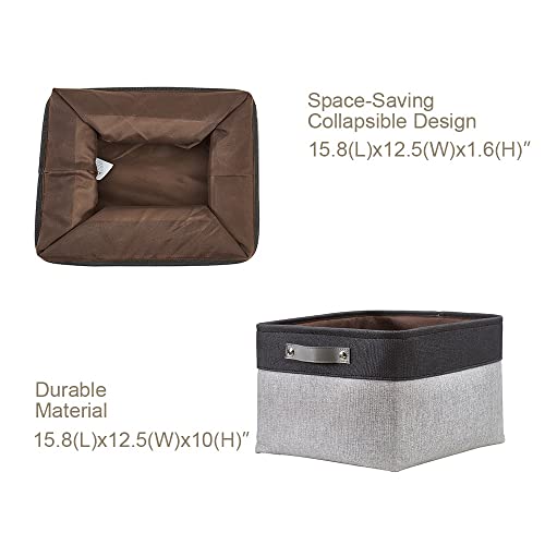 DECOMOMO Storage Bins, Extra Large Fabric Storage Baskets for Shelves, Decorative Linen Closet Organizer, 15.8 x 12.5 x 10 inches (Grey & Black, 3 Pack) - color: Grey and Black, size: Extra Large/3P