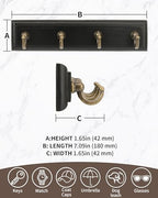 CypherX Key Holder Wall Mount Adhesive, Easy Removal Super Adhesive Tapes, No Damage Small Key Rack with 4 Hooks for Entryway Door Bathroom and Kitchen (Black) - color: Black-S