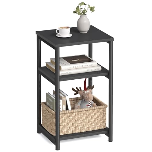 VASAGLE Side Table, Small End Table, Tall Nightstand for Living Room, Bedroom, Office, Bathroom, Classic Black ULET273B16 - color: Classic Black