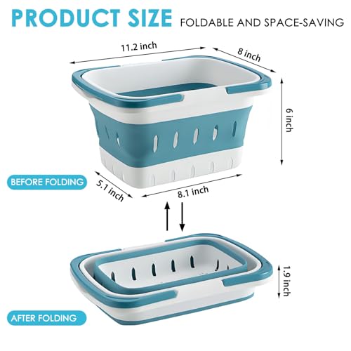 Fammart Portable Shower Caddy Tote – Collapsible Plastic Basket with Handles, Foldable Storage Organizer for Bathroom, Kitchen, College Dorm, Gym, Travel & Camping, Blue - color: Collapsible - Blue