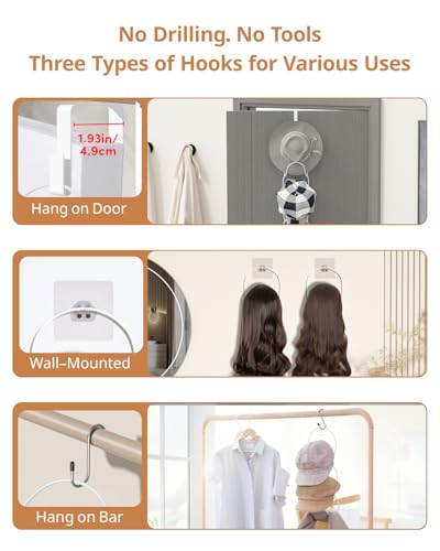 LINFIDITE 10 Pack Hat Rack Hanger Holder Organizer Closet Hanging Baseball Cap Display Storage Rack for Scarves Handbags Towels Clothes Ties Over Door Wall Mounted w Hanging Hook White - color: 10pcs White, size: Round Ring