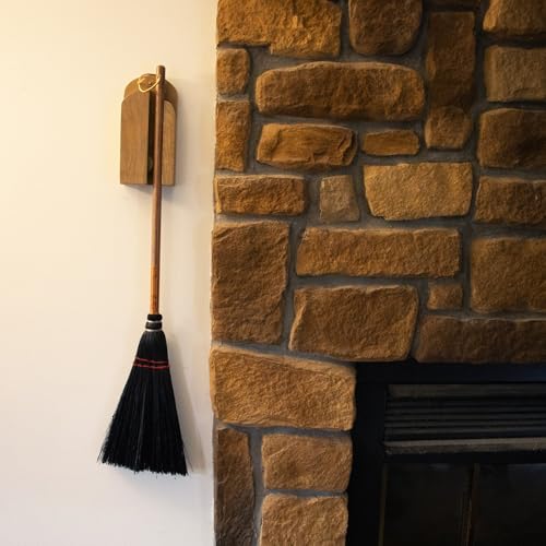 Lehman's Amish Handcrafted Broom Holder, Wall-Mount Wooden Storage Solution for Corn Brooms, Fireplace Brooms and More, Stained Finish - color: Stained