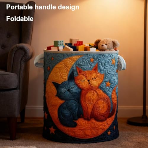 Quilted Laundry Basket with Handles, Large Boho Fabric Floral Storage Hamper, Soft Foldable Clothes Organizer for Nursery & Bedroom, 16"x22", 11 Artistic Pattern Styles - color: Style F, size: 16" x 22"/41*56 cm