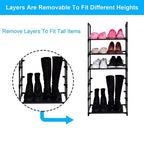 6 Tier Metal Structure Free Standing Shoe Rack for Small Space Entryway, Bedroom, Closet, Narrow Vertical Shelf Organizer for Space Saving Storage - size: 6 Tier