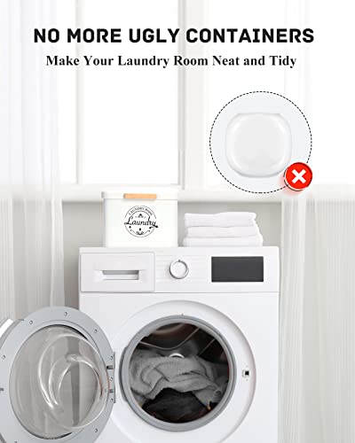 SACREDAY Laundry Pods Holder with Hinged Lid, Farmhouse Space-Saving Metal Container for Laundry Room Decor Organization and Storage, Detergent Dispenser for Efficient Laundry Room Use(Cream) - color: Cream