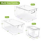 Set Of 10 Refrigerator Pantry Organizer Bins, Clear Plastic Food Storage Bins for Kitchen, Countertops, Cabinets, Fridge, Freezer, Bedrooms, Bathrooms, Fridge Organizer Bins Pantry Storage Containers