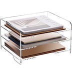 SANRUI Paper Letter Tray Organizer 3 Tier Acrylic Desk File Organizer with Bottom Handle, Paper Sorter Organizer for Letter/A4 Office Organization,Clear - style: Enlarged File Tray 3 Tier
