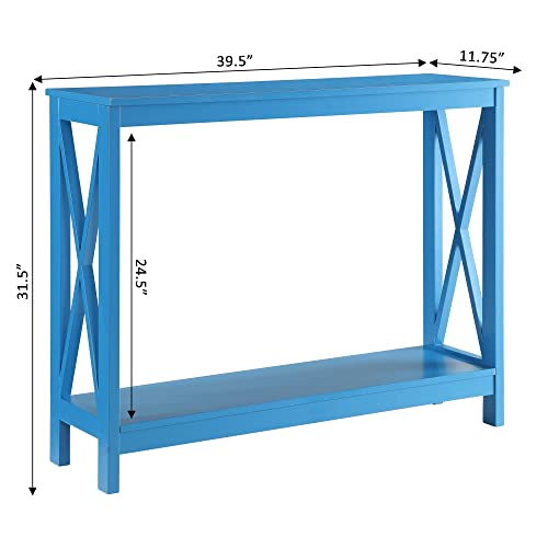 Convenience Concepts Oxford Console Table 39.5" - Sofa Table with Storage Shelf, Transitional Entryway Hall Table for Living Room and Bedroom, Display Foyer Table, Teal Blue - color: Blue