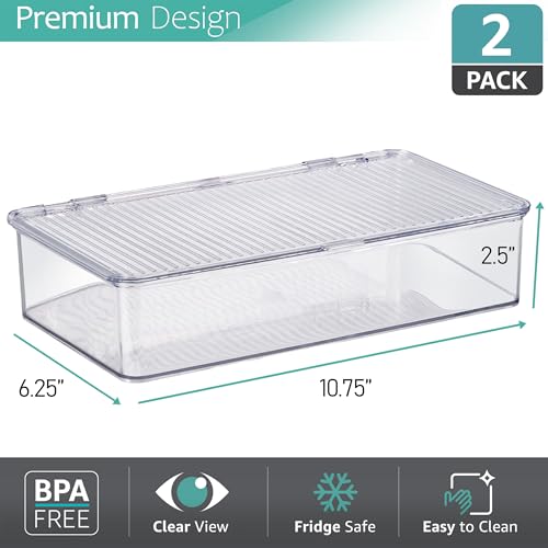 Sorbus Fridge Organizer & Pantry Storage with Lids- Clear Plastic Freezer Organizer Bins- MultiPurpose & Versatile Stackable Cabinet Organizers- Cosmetics,Office Supplies,Food Snack Organizers- 2 Pack - size: Small