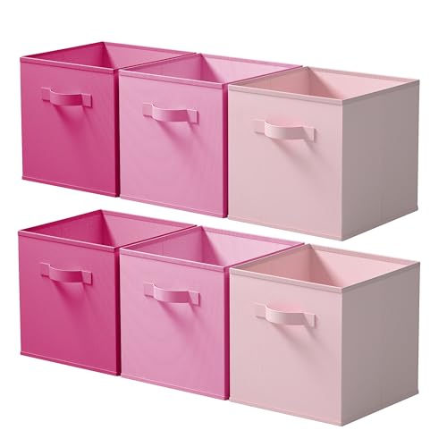 Cupic Cupid 13 Inch Storage Cube, Fabric Cube Storage Bin with Handles, Storage Cube Organizer for Clothes and Toys, Collapsible Cube Bins for Closet, Shelves, Nursery, 6-Pack, Pink Gradient - color: Pink Gradient, size: 13 Inch