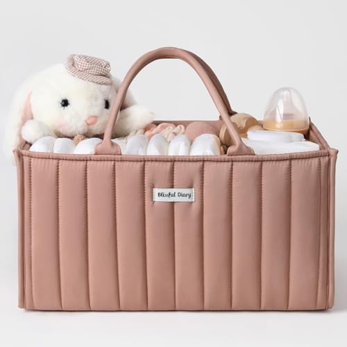 Blissful Diary Baby Diaper Caddy Organizer, Stylish Storage Basket for Newborn Essentials and Diaper Station, Gift for Baby Shower and Registry Must-Have, Blush Pink - color: Blush Pink