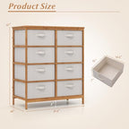 LOKO Fabric Dresser with 8 Drawers, Bamboo Storage Tower with Foldable Drawers & Top Shelf, Modern Chest of Drawers, Tall Vertical Organizer Unit for Closet, Living Room, Bedroom, Hallway - size: 16"D x 31.5"W x 37"H (8 Drawers)