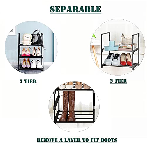 OYREL Shoe Rack, Sturdy Metal Shoes Rack Organizer,Narrow Shoes Stand Shelf 5 Tier Shoe Racks for Closets Small Space - color: Black, size: 17.1"W x 11.8"D x 40.5"H in 5 tier