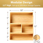 Umilife Drawer Organizer Storage Boxes, 2.5" High Bamboo Drawer Dividers, 3 Rearrangeable Bins for Kitchen, Office Desktop, Clothing, Makeup, vanity, Jewelry - size: 12 x 10 x 2.5" (3 Boxes)