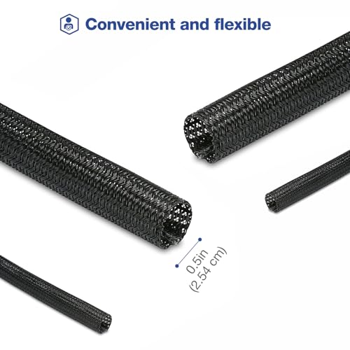 JOTO 1 Pack Cable Management Sleeve, 10 Feet Cord Organizer System with Zipper for TV Computer Office Home Entertainment, Flexible Cable Sleeve Wrap Cover Wire Hider System -Black - color: Black, size: 1 Pack, 10 Feet