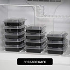Freshware Meal Prep Containers [15 Pack] 1 Compartment Food Storage Containers with Lids, Bento Box, BPA Free, Stackable, Microwave/Dishwasher/Freezer Safe (28 oz) Black - size: 1-COMP-28OZ-15PK