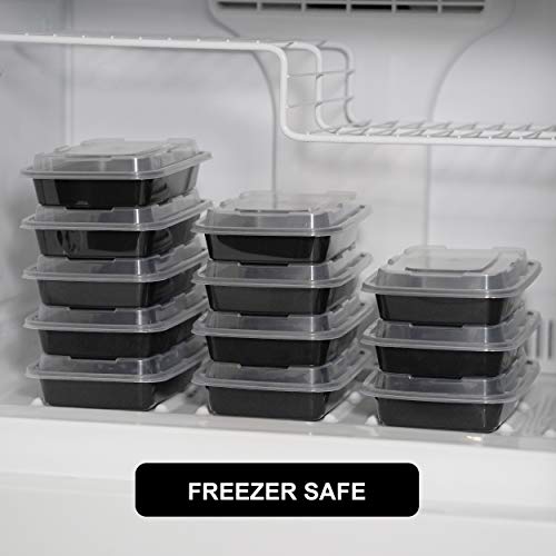 Freshware Meal Prep Containers [15 Pack] 1 Compartment Food Storage Containers with Lids, Bento Box, BPA Free, Stackable, Microwave/Dishwasher/Freezer Safe (28 oz) Black - size: 1-COMP-28OZ-15PK