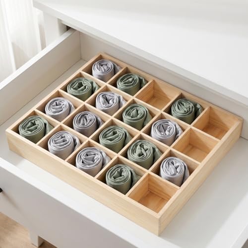 Underwear Storage Box with 20 Compartments Stackable Drawer Organizer for Socks Panties Bras and Small Clothing Accessories Space-Saving Sundries Container for Closet and Home