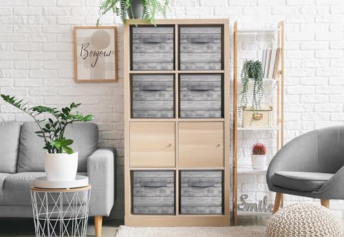 Sorbus Foldable Storage Bins - 11 Inch Sturdy Collapsible Fabric Storage Cubes with Handle - 4 Baskets for Organizing Clothes & Toys - Organization & Storage Baskets for Shelves, Pantry, Closet, Cubby - color: Rustic Gray