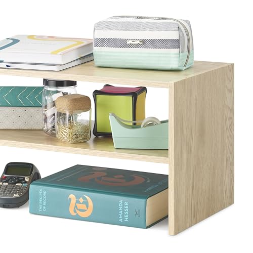 Whitmor Wood Stackable 2-Shelf Shoe Rack, White Oak, 24 inches - color: Light Brown, size: 24 INCH