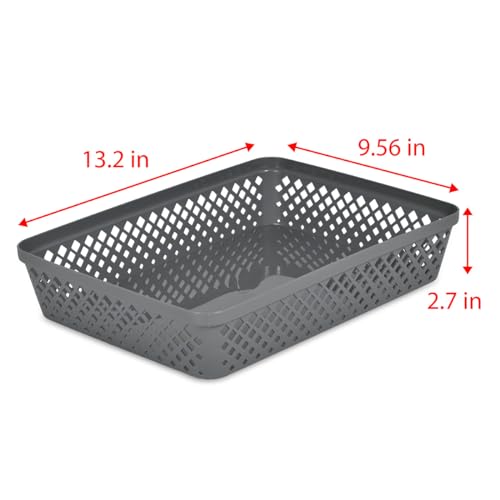 Glad Plastic Storage Basket Set - Multipurpose Drawer Trays, Kitchen Pantry Containers, and Bathroom Bins - 3 Pack Large Organizers, Grey - color: Grey, size: Large