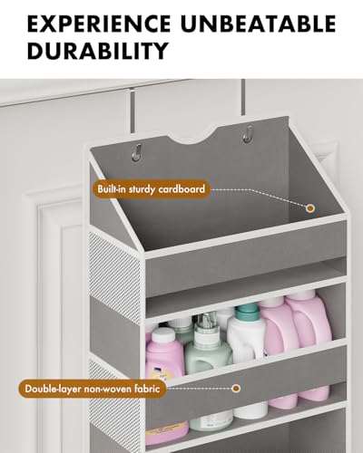 Over The Door Organizer, Hanging 6-Shelf Storage Organizer with 50lb Heavy Duty Perfect for Bathroom Closet Nursery Bedroom (Grey,1 Pack) - color: Grey, size: 1 Pack - 6 Tier
