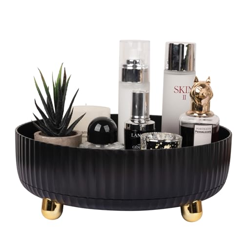 Anyoifax Makeup Perfume Organizer Tray 360 Degree Rotating Lazy Susan Skincare Lotion Organizer Spinning Cosmetics Storage for Dresser, Vanity, Bathroom Countertop, Large Black - color: Black, size: 11 "