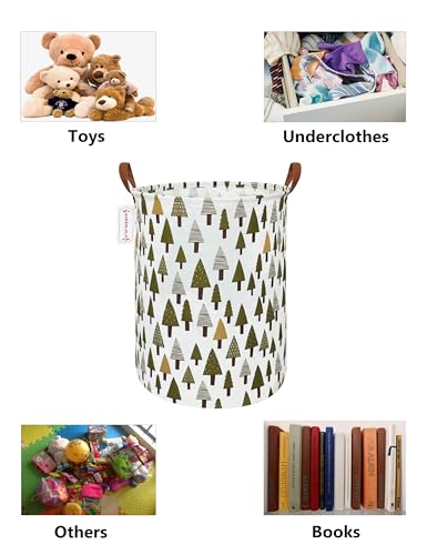 QUEENLALA Large Storage Basket,Laundry Hamper/Bathroom/Home Decor/Collapsible Round Storage Bin,Boys and Girls Hamper/Boxes/Clothing(Green forest) - color: Round-Green forest