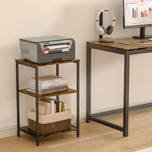 X-cosrack Side Table, Small End Table Record Player Stand with Storage, Vinyl Record Storage Night Stand for Living Room, Bedroom,Office(Patent Pending)(Rustic Brown and Classic Black) - color: Rustic Brown and Black