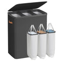 SONGMICS Laundry Basket, 50.2 Gal. Laundry Hamper, 3 Compartments, Easy Assembly, with Lid and Handles, Removable Liners, 25.2 x 15.7 x 29.5 Inches, Ink Black ULCB814BH01 - color: Ink Black, size: 190 L (3-Section)
