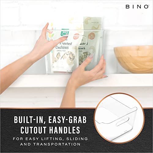 BINO | Plastic Storage Bins, X-Large - 2 Pack, Clear | THE SOHO COLLECTION | Pantry Organizers and Storage Containers Fridge Organizer Bins Kitchen Cabinet Organizer Medicine Cabinet Organizer Bin - color: Clear, size: X-Large