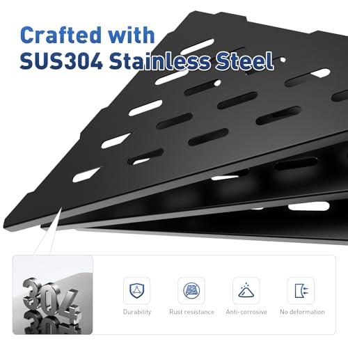 lives Corner Shower Shelves 2 Pack, 10" Black Corner Shelf for Bathroom, 304 Stainless Steel Grout in Bathroom Shower Shelf for Tiled Wall, Waterproof, Easy Install (Matte Black,10") - color: Black-rectangular Patterns, size: Triangle-2pcs