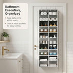 10-Pocket Over the Door Organizer with Heavy-Duty 600D Oxford Fabric, Upgraded Hooks with Silicone Protectors for Dorm, Closet Storage, Bedroom, Bathroom