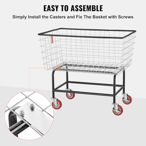 VEVOR Wire Laundry Cart, 3.8Bushel Wire Laundry Basket with Wheels, 32.5''x21.3''x29.9'', Commercial Laundry Basket, Steel Frame with Chrome Finish, 4'' Casters, Wire Cart for Laundry - size: 3.8 Bushel--32.5''x21.3''x29.9''