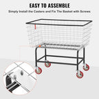 VEVOR Wire Laundry Cart, 3.8Bushel Wire Laundry Basket with Wheels, 32.5''x21.3''x29.9'', Commercial Laundry Basket, Steel Frame with Chrome Finish, 4'' Casters, Wire Cart for Laundry - size: 3.8 Bushel--32.5''x21.3''x29.9''