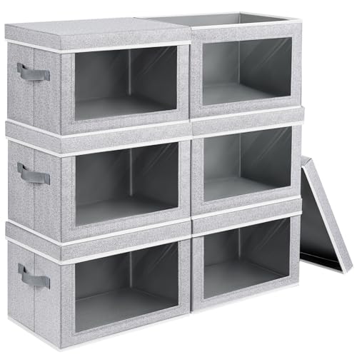 Homsorout Storage Bins with Lids, 6 Pack Large Storage Cubes with Window, Closet Bins with Lids & Handles, Fabric Box for Organizing Clothes, Towels, Books, Blended - color: Blended, size: XL(6-Pack)