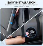 Upgraded Car Cup Holder with Dual Secure Straps, Back Seat Cup Holder for Car, PU Leather Truck Cup Holder, Boat Tray Organizer for Trucks, Minivans, SUVs, RVs, Holds Coffee, Snacks, Cell Phone - color: Dual Secure Straps