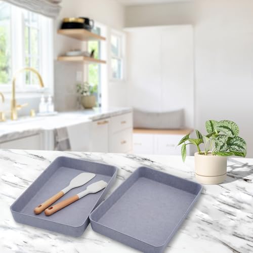 Welaxy 2-piece Office desk drawer organizer tray letter-size documents A4 paper book file Folder Holder storage bins ( Glacier Gray) - color: Glacier gray