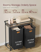VASAGLE Laundry Sorter, Laundry Hamper with Wheels, 26.4 Gal. (100 L) Portable Rolling Cart Baskets with Shelf, 2 Removable Liners and 6 Labels, Ink Black and Chestnut Brown UBLH102BH01 - size: 2 Bags
