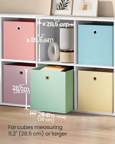 SONGMICS Storage Cubes, Set of 6 Odorless Foldable Storage Boxes, 10.2 x 10.2 x 11 Inches, Closet Organizers for Shelf, Rainbow Storage Bins, Colorful Fabric Bins for Bedroom, Living Room URFB226X01 - color: Multi-color 1, size: S (10.2"L x 10.2"W x 11"H)
